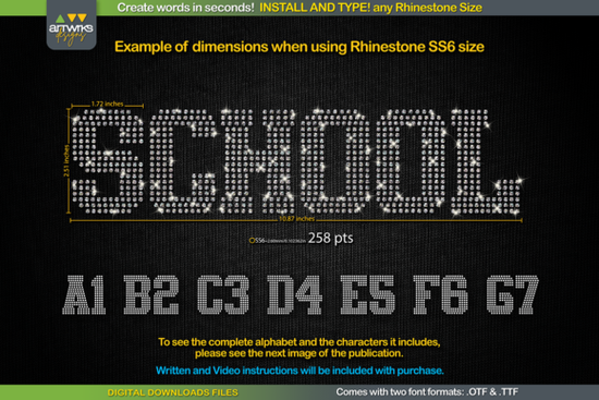 RS02 Atletico TTF RHINESTONE Template Font